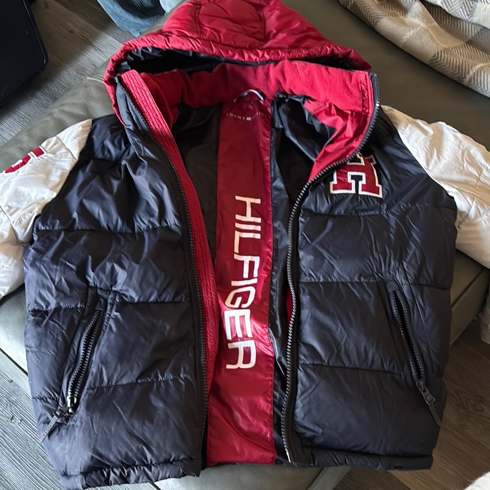 Tommy Hilfiger Red and Blue Puffer Jacket